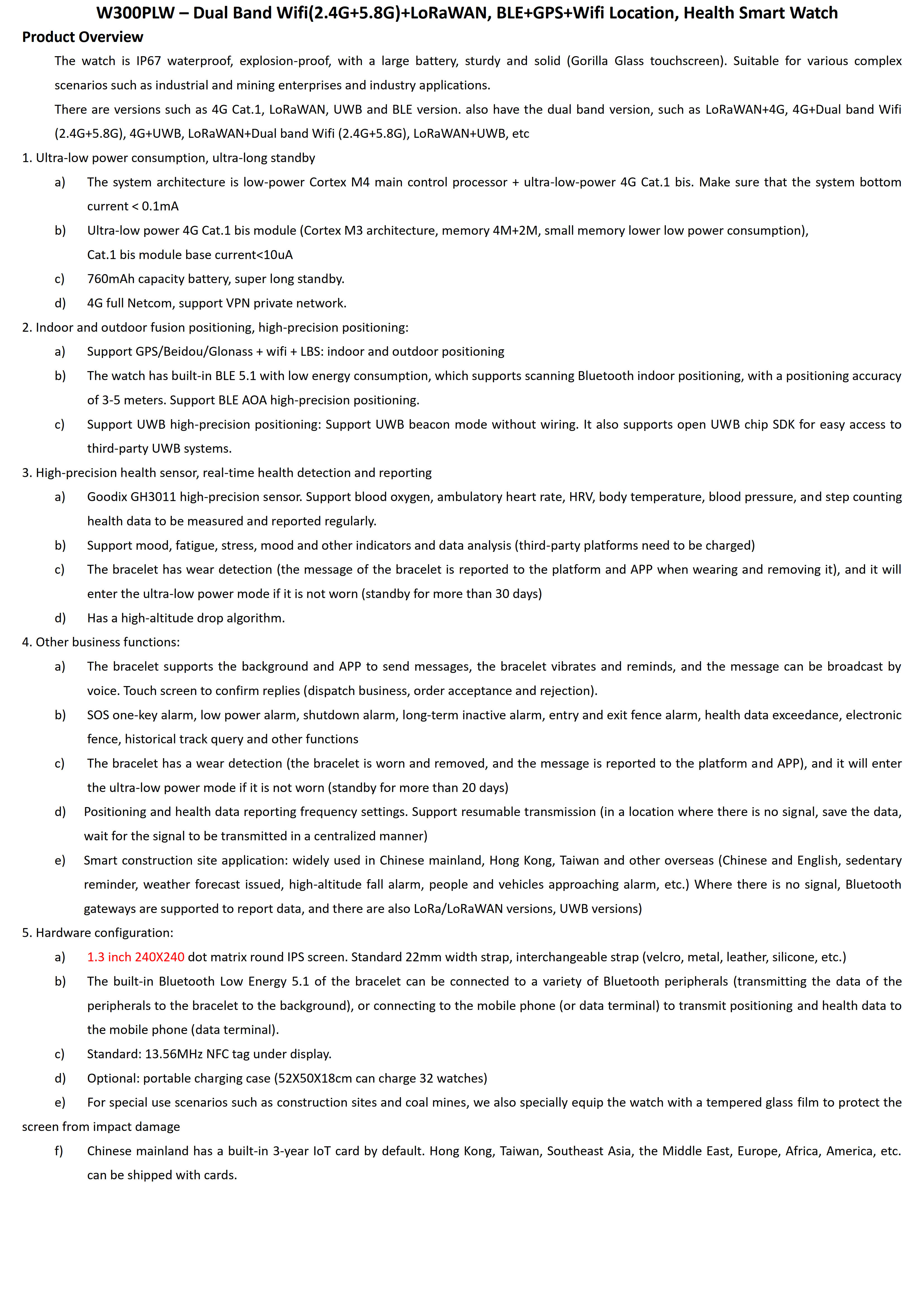 W300PGW: Dual Mode(4G+Dual band Wifi-2.4G+5.8G),760mAh Battery,BLE5.1+GPS Smart Watch(图1) W300PGW- Dual Bnnd Wifi(2.4G+5.8G)+4G Cat.1,BLE+GPS+Wifi Location, Health Smart Watch_1.jpg