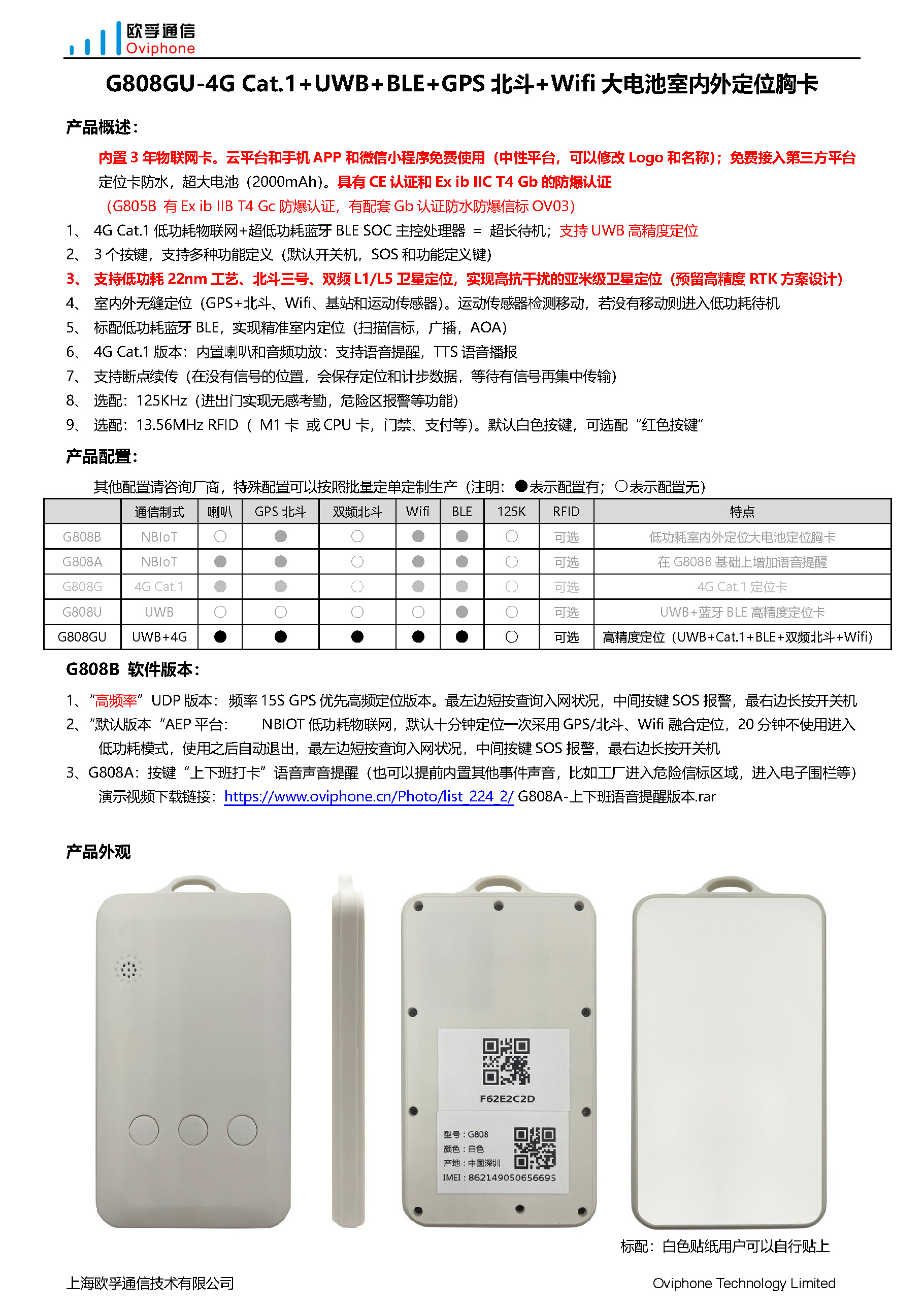 G808GU-4G Cat.1+UWB+BLE+GPS北斗+WiFi